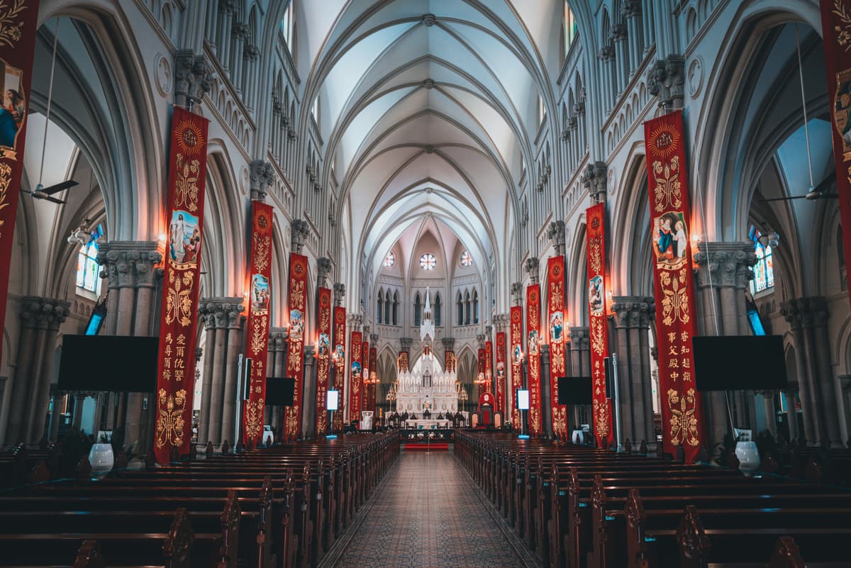 Beautiful churches in Shanghai skyline