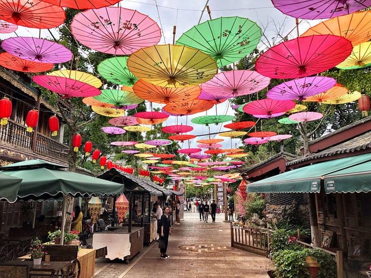Rainbow flag with Shanghai skyline featuring the Oriental Pearl Tower