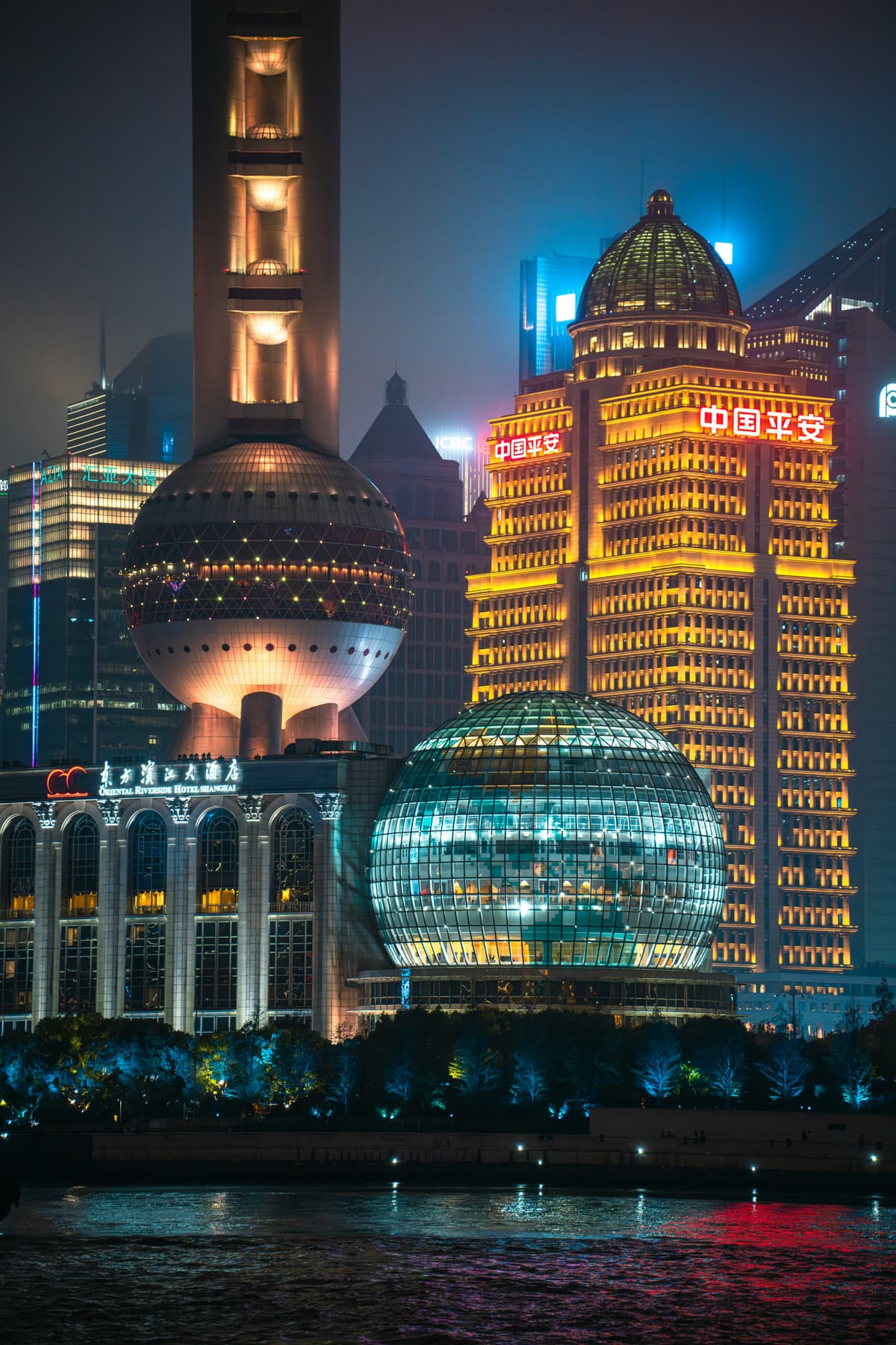 Shanghai Grand Theatre illuminated at night