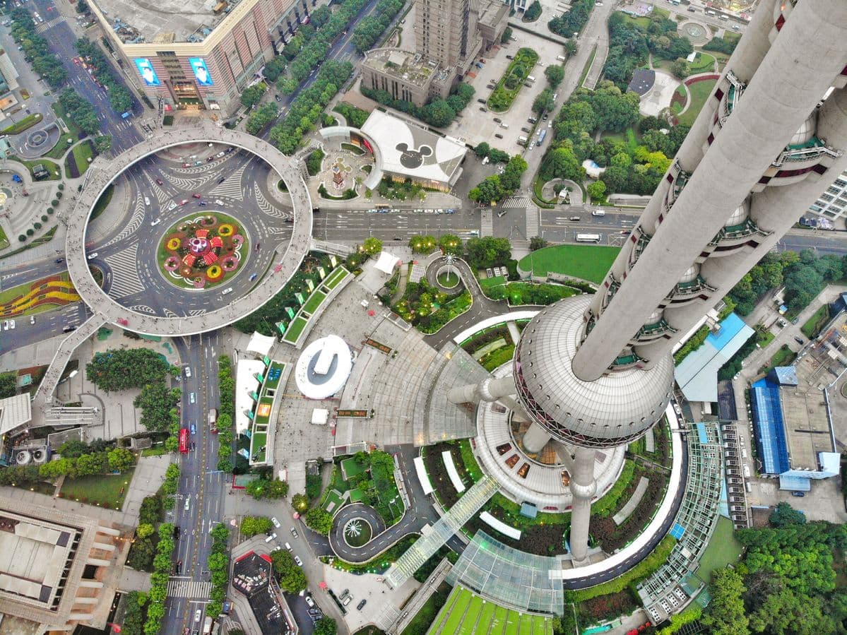 Shanghai Oriental Pearl Tower at sunset