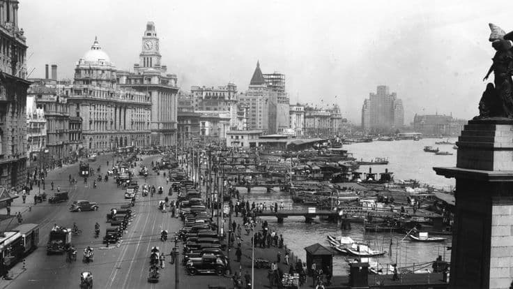 Historic view of The Bund in Shanghai during the treaty port era